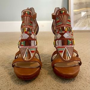 BCBG beaded heeled sandals